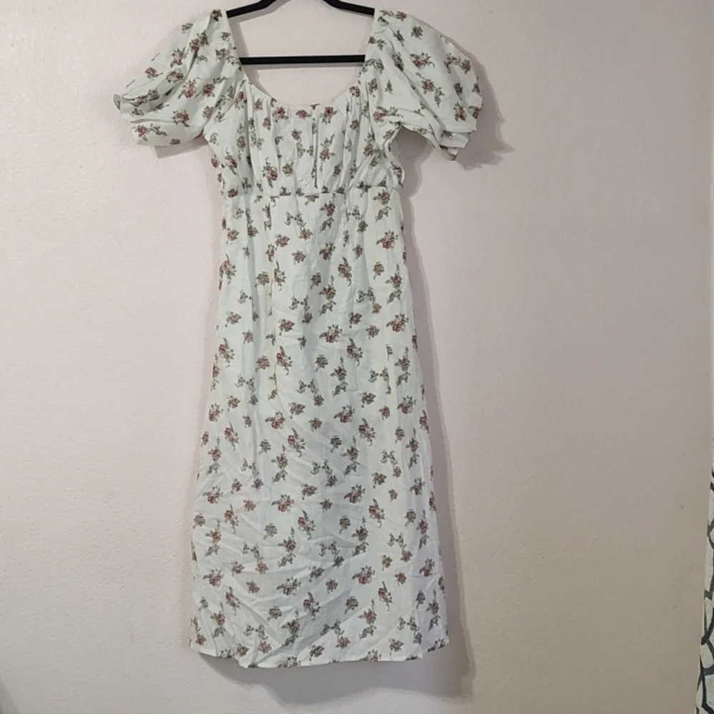 Asos Wednesday's Girl Midi Milkmaid Tea White Floral Dress Size XXS